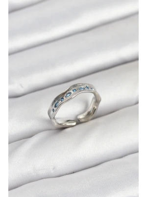 ® Pirinç Gümüş Renk Zirkon Taşlı Vintage Kadın Yüzük