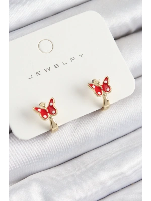 ® Pirinç Kelebek Model Gold Renk Çocuk Küpe