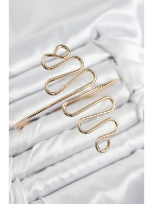 ® Pirinç Kıvrımlı Model Gold Renk Kadın Pazu Bileklik