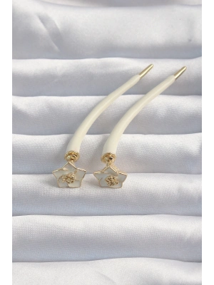 ® Pirinç Krem Renk Botega Küpe