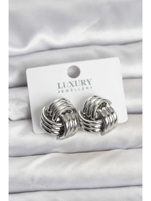 ® Pirinç Sarmal Gümüş Renk Kadın Küpe