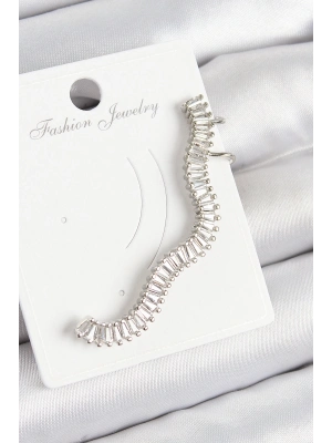 ® Pirinç Su Yolu Model Gümüş Renk Sağ Kıkırdak Küpe