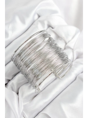 ® Pirinç Tel Sarma Model Gümüş Renk Kadın Bileklilk