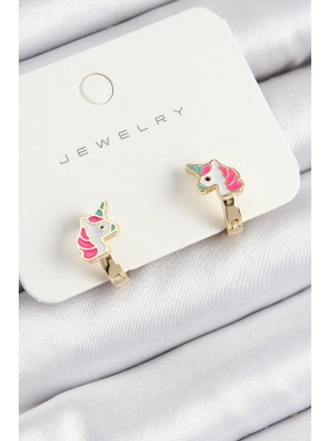 ® Pirinç Unıcorn Model Gold Renk Çocuk Küpe