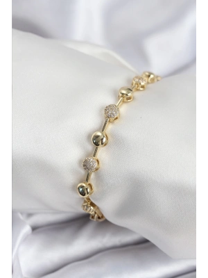 ® Pirinç VIP Seri Gold Renk Topçuk Model Kadın Bileklik