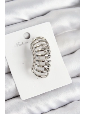 ® Pirinç Yay Model Gümüş Renk Sağ Kıkırdak Küpe