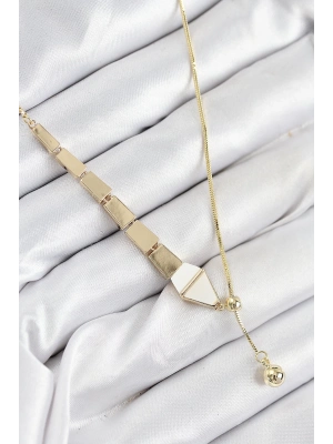 ® Pirinç Yılan Model Gold Renk Asansörlü Kadın Kolye