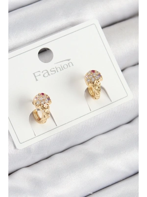 ® Pirinç Zirkon Taşlı Dondurma Model Gold Renk Çocuk Küpe