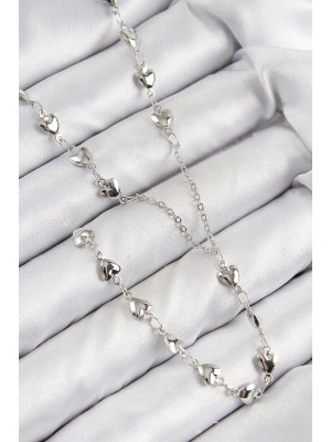 ® Pirinç Zirkon Taşlı Kalp Model Gümüş Renk Y Kolye