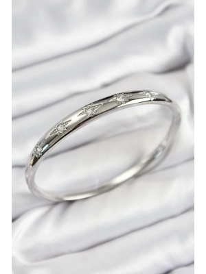 ® Pirinç Zirkon Taşlı Kutup Yıldızı Model Gümüş Renk Kadın Kelepçe