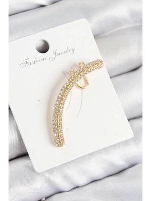 ® Pirinç Zirkon Taşlı Model Gold Renk Sağ Kıkırdak Küpe
