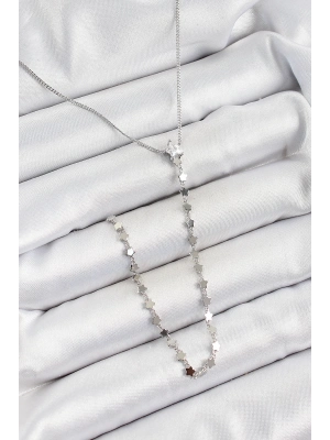 ® Pirinç Zirkon Taşlı Yıldız Figürlü Y Model Gümüş Renk Kadın Kolye