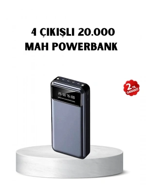 ® Powerbank 20000 mAh Hızlı Şarjlı LED Fenerli ve 4 Portlu