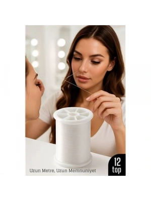 ® Profesyonel Kuaför Kaş Bıyık Alma İpi – Ekstra Sağlam 12 ADET X 500 metre Beyaz