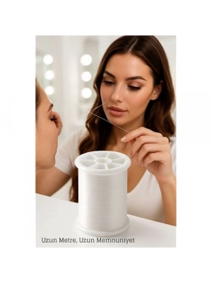 ® Profesyonel Kuaför Kaş Bıyık Alma İpi – Ekstra Sağlam 500 metre Beyaz