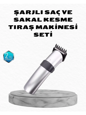 ® Profesyonel Şarjlı Saç ve Sakal Kesme Makinesi – Paslanmaz Çelik Bıçaklı, Ergonomik ve Sessiz Motorlu