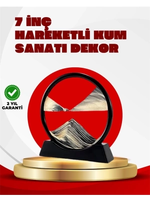 ® Rahatlatıcı Kum Sanatı – Yuvarlak Cam Çerçeveli Hareketli Kum Resmi, Ofis ve Ev İçin Etkileşimli Masaüstü Süs