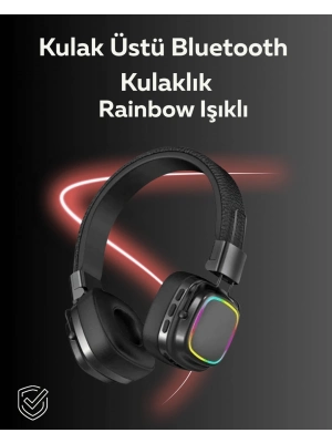 ® RGB Işıklı Katlanabilir Bluetooth 5.3 Kulak Üstü Kulaklık