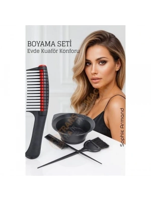 ® Saç Boyama Seti 3’lü ve Saç Boya Sıyırıcı Tarak, Seti Fırça, Boya Kabı ile Profesyonel Uygulama Kolaylığı