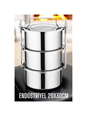 ® Sefer Tası Endüstriyel Yemek Kabı 430 Paslanmaz Çelik  XXL 20X10 CM