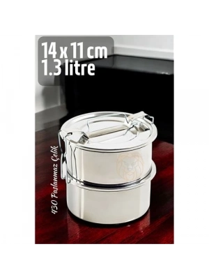 ® Sefer Tası Yemek Kabı Paslanmaz Çelik 2 Katlı 14 cm 1.3 LİTRE