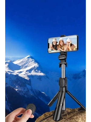 ® Selfie Çubuğu Tripod Kumandalı Telefon Tutucu Siyah