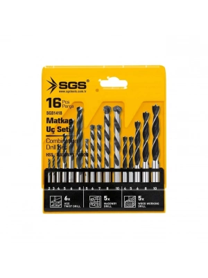 ® Sgs 1418 Ahşap Metal Beton Matkap Ucu Seti 16 Parça