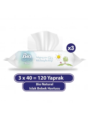 ®   Bio Natural Islak Havlu Mendil 3x40 120 Yaprak