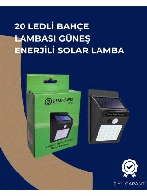 ® Solar Enerjili 20 LED Duvar Lambası | Hareket Sensörlü, Su Geçirmez, Kablo Gerektirmez