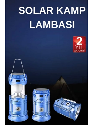 ® Solar Şarjlı Kamp Lambası Güneş Enerjili Kızaklı Kamp Feneri Çadır Feneri Led Işıldak
