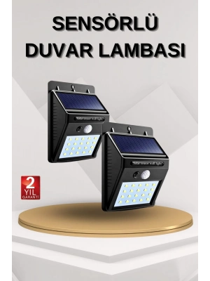 ® Solar Sensörlü Duvar Lambası Bahçe Lamba 20 Led Işık