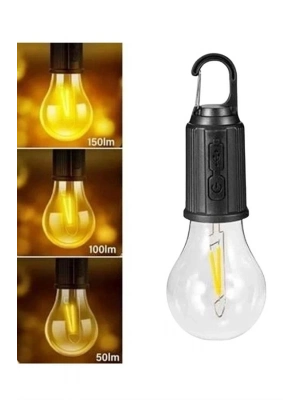 ® Taşınabilir Askılı Ampul Kamp Lambası Askılı Type-C Şarjlı Bahçe Lambası
