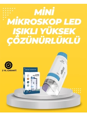 ® Taşınabilir LED Işıklı Cep Mikroskop – 80X–200X Büyütme