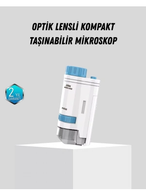 ® Taşınabilir Mini Mikroskop LED Işıklı 80X–200X Büyütmeli ve Odak Ayarlı