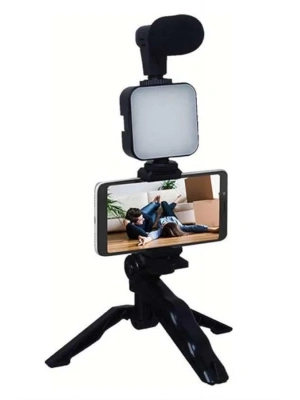 ® Telefon Tutucu Mikrofonlu Işıklı Youtuber Video Kayıt