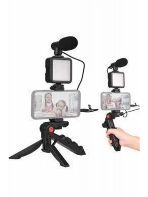 ® Telefon Tutucu Mini Mikrofonlu Tripod Vlog Çekim Video