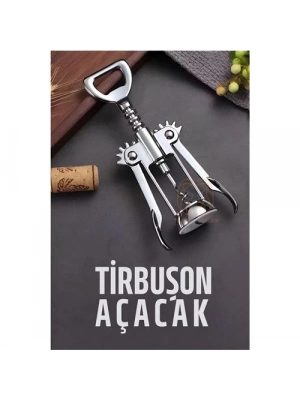 Tirbuşon Basınçlı Pratik Tirbuşon Şarap ve Şişe Açacağı Kolay Kullanım Çelik 721046