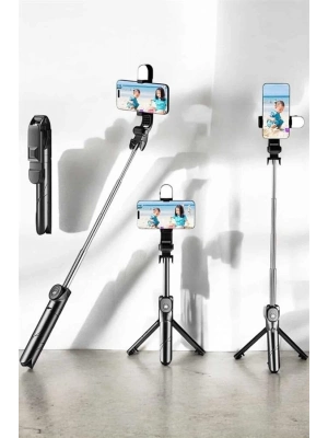® Tripod Kablosuz Bluetooth Bağlantılı Selfie Çubuğu 360 Derece Dönebilen