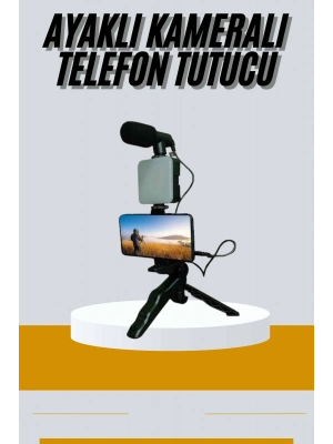 ® Tripod Telefon Tutucu Kumandalı Mikrofon Led Işık Vlog Video Kayıt