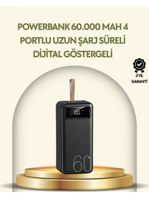 ® Tüm Cihazlarla Uyumlu LED Fenerli 4 Çıkışlı Powerbank