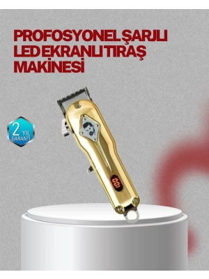 ® Type-C Şarjlı LCD Ekranlı Profesyonel Saç Sakal Tıraş Makinesi