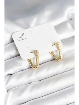 ® Üçgen Model Zirkon Taşlı Kadın Küpe