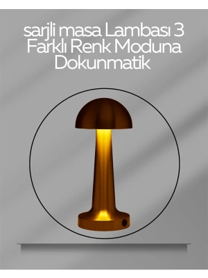 ® USB Şarjlı Dokunmatik LED Masa Lambası – 3 Renk Modu & Dimmer