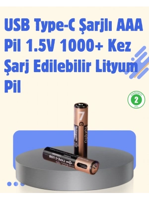 ® USB Type-C Şarjlı AAA Lityum Pil | 1.5V Sabit Voltaj, 1000+ Şarj Döngüsü ile Uzun Ömür