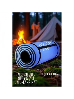 ® Uyku Matı - Kamp Matı - Piknik Çadır Matı 11 mm Çift Taraflı Mavi