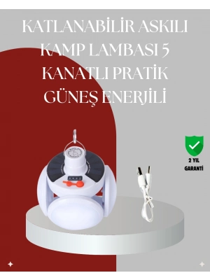 ® Uzaktan Kumandalı, 360 Derece Katlanabilir Solar LED Aydınlatma Çadır Lambası