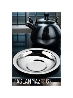 Paslanmaz Çelik Çay Tabağı Seti - Premium 304 Kalite  6 Parça Lüks Aynalı Parlaklık ve Modern Tasarım