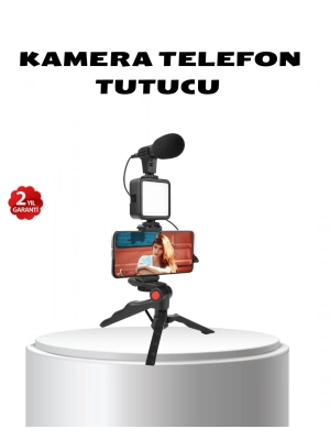 ® Video Çekim Kiti Tripod LED Işık Harici Mikrofon ve Bluetooth Kumanda Seti