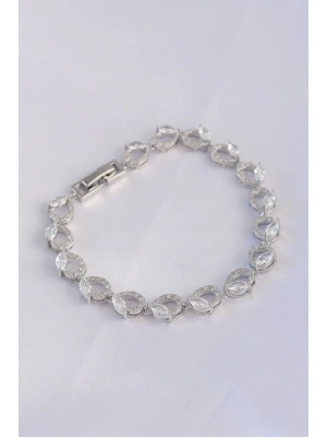 ® Vip Seri Pirinç Zirkon Taşlı Gümüş Renk Arpa Model Bileklik