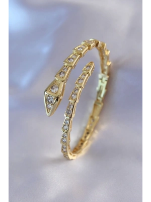 ® VIP Seri Yılan Model Gold Renk Kadın Kelepçe Bileklik